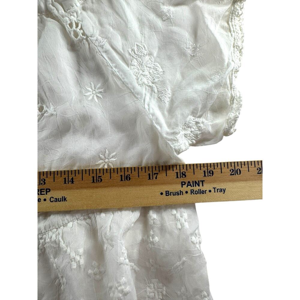 Johnny Was Embroidered Tunic Womens S White Cupra Rayon Eyelet Boho Peasant Top - Picture 5 of 7